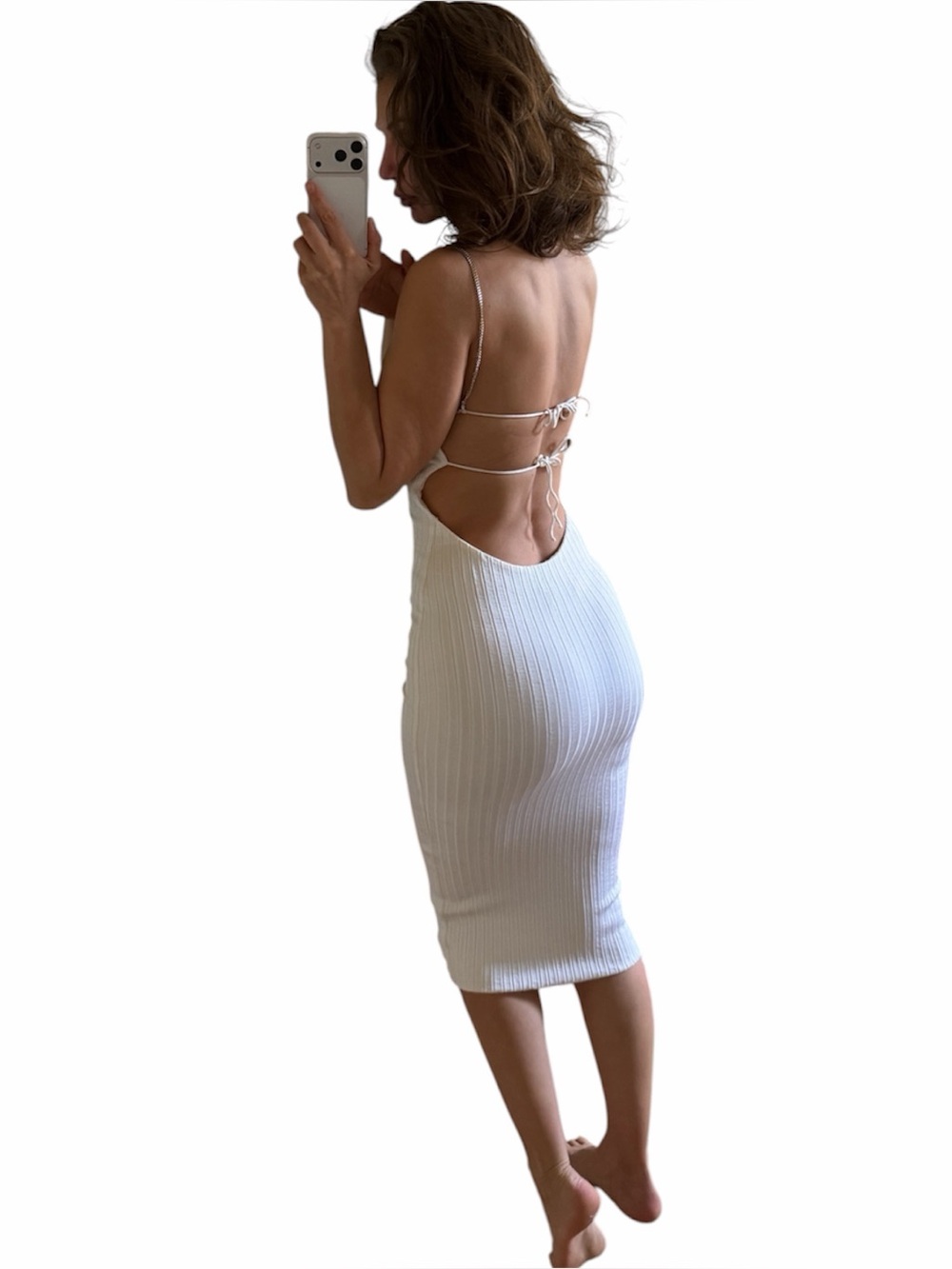 Nwot Hardware LDN
Chain-Strap Stretch-Woven Midi White Dress size S
